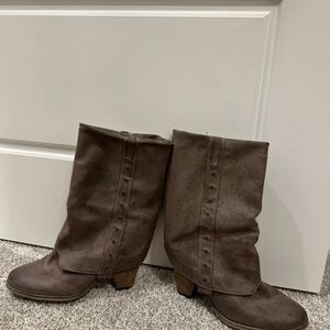 MIA Taupe Heeled Boots for Women